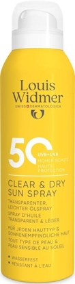 LOUIS WIDMER CLEAR DRY SUN SPRAY 50 ZONDER PARFUM 200ML